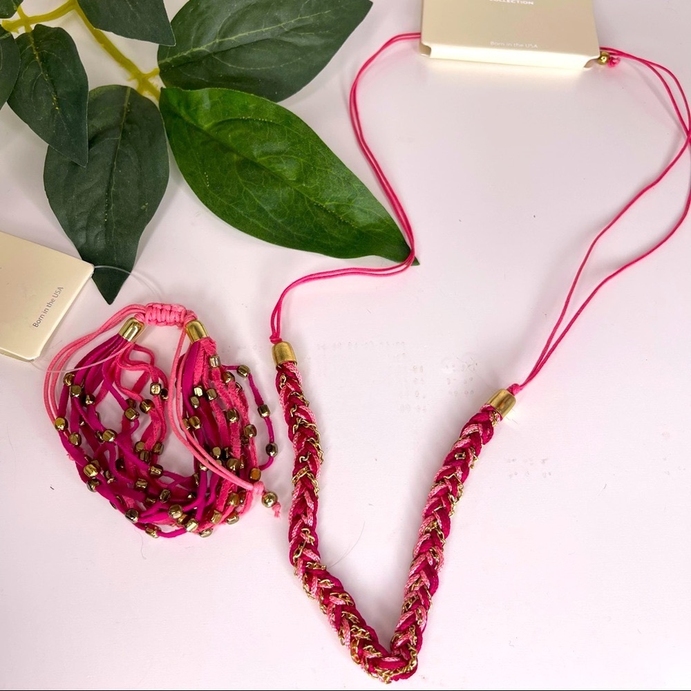 Pink necklace and bracelet set